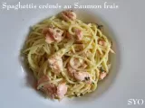 Recette Spaghettis crémés au saumon frais et herbes aromatiques