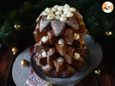 Brioche Pandoro farcie à la crème de Nutella et à la crème vanille en forme de sapin de Noël - photo 5